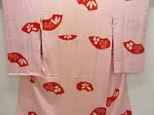 アンティーク　絞り地紙に花模様長襦袢